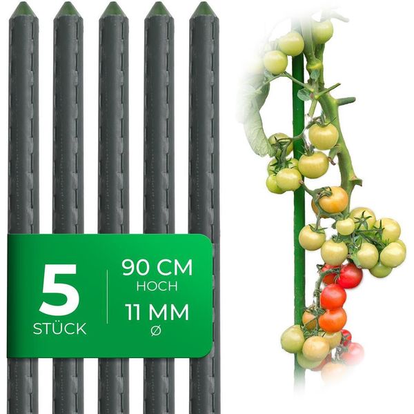 Novatool 5 Bastoni Per Piantare 90 Cm Verde Diametro 11 Mm Bastoni Per Arrampicarsi In Metallo Plastificato Aiuto Per Arrampicarsi Bastoni Per Pomodori Portafiori-image