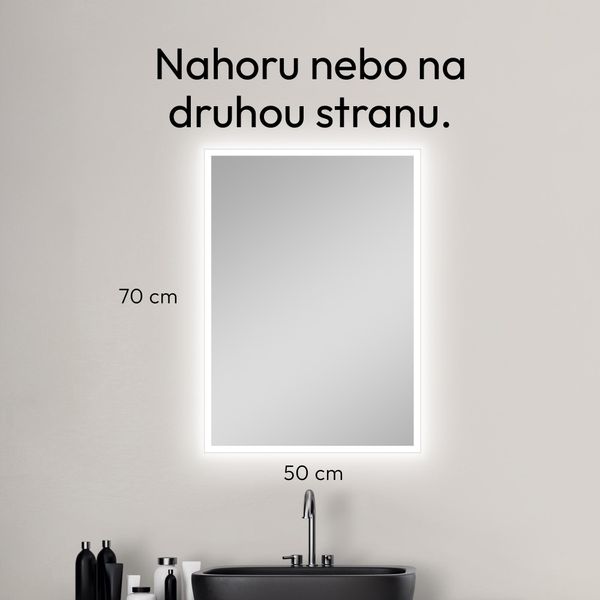 Specchio Da Bagno Con Illuminazione Talos - Specchio Da Bagno 50 X 70 Cm - Specchio A Led Con Cornice Luminosa - Adatto A Locali Umidi Grazie Alla Cornice In Alluminio-image
