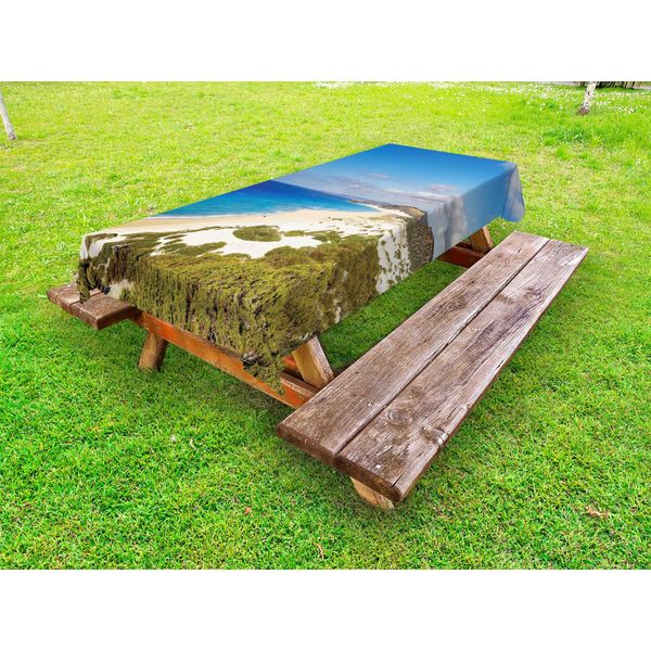 Abakuhaus Cipro Tovaglia Da Esterno, Motivo Naturale Con Immagine Della Spiaggia Di Karpaz Nella Parte Settentrionale Dell'isola, Multicolore, 145X305 Cm-image