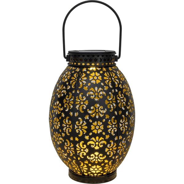 Lanterna Solare A Led In Metallo Con Motivo Floreale - 23 X 16 Cm - Luce Decorativa Da Giardino Da Appendere O Da Appoggio - Lanterna Da Esterno Per Balcone Terrazzo Esterno-image