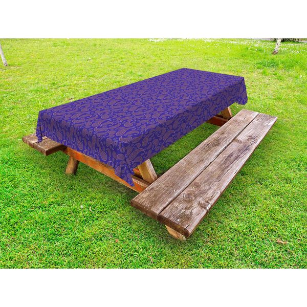 Abakuhaus Tovaglia Paisley Per Esterni, Stile Orientale Persiano Con Motivo Etnico A Foglie E Effetti Decorativi, Blu Viola Violetto, 145X265 Cm-image