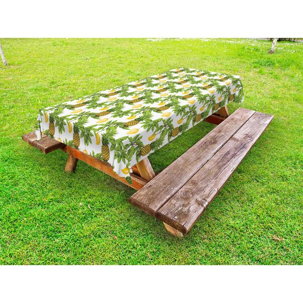 Abakuhaus Tovaglia Tropicale Per Esterni, Ananas, Mango, Foglie, Palmatia, Arte Botanica, Multicolore, Bianco, 145X210 Cm-image