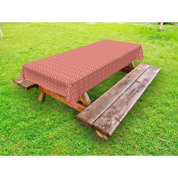 Abakuhaus Tovaglia Marocchina Per Esterni, Motivo Floreale Ripetitivo Ispirato Alle Piastrelle, Champagne Vermiglio, 145X305 Cm-image