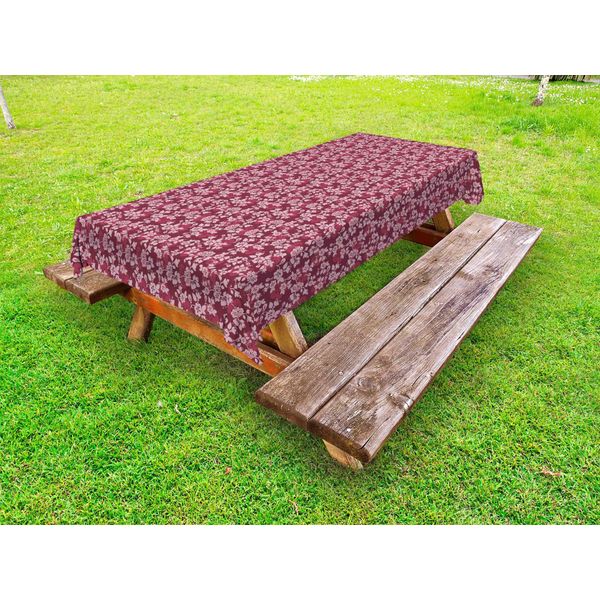 Abakuhaus Tovaglia Da Tavolo Per Esterni Con Motivi Floreali, Layout Continuo Con Dettagli Floreali E Boccioli In Fiore Su Rami, Arte Da Giardino, Marrone Chiaro Cipria Rosa, 145X210 Cm-image