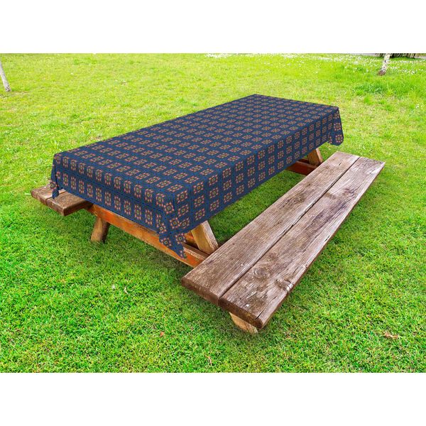 Abakuhaus Tovaglia Marocchina Per Esterni, Motivi Floreali Orientali Antichi In Tonalità Scure, Blu Cielo Scuro Multicolore, 145X210 Cm-image