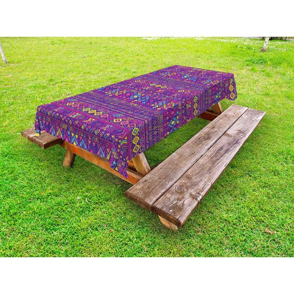 Abakuhaus Tovaglia Etnica Da Esterno, Stampa Colorata Di Ispirazione Peruviana Con Motivi Culturali E Geometrici O Forme, Multicolore, 145X305 Cm-image