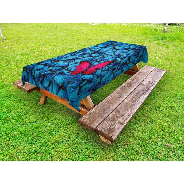 Abakuhaus Tovaglia Da Esterno Con Farfalle, Farfalle Colorate, Insetti Tropicali, Collezione Di Lepidotteri Stampati, Rosa, Blu, Marrone, 145X210 Cm-image