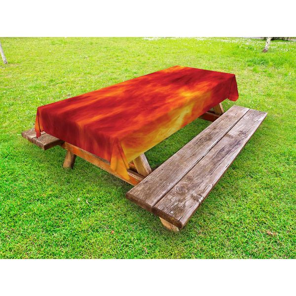 Abakuhaus Tovaglia Arancione Per Esterni, Stampa Grafica Con Tema Fuoco, Esplosione, Fiamme Ardenti, Calore, Bruciante, Arancione Giallo, 145X210 Cm-image