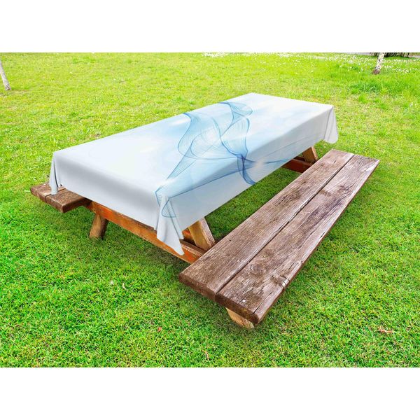 Abakuhaus Tovaglia Blu Per Esterni, Sfocatura Di Movimento, Linee A Vortice, Forme Rotonde Futuristiche, Curve Trasparenti, Azzurro E Blu, 145X210 Cm-image
