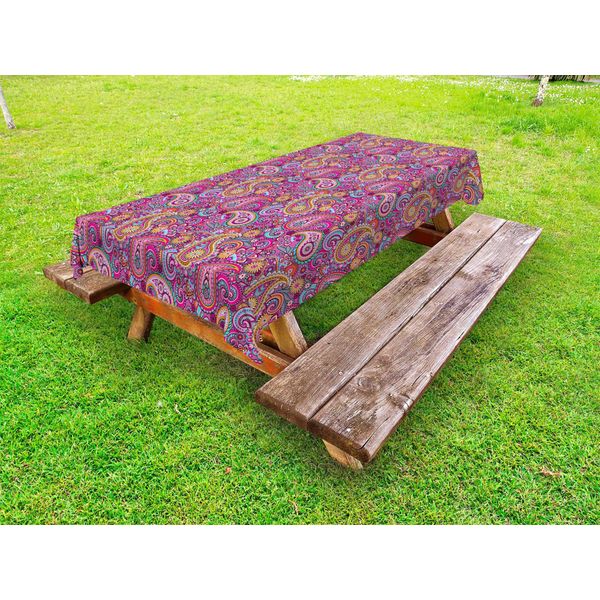 Abakuhaus Tovaglia Paisley Outdoor, Motivi Classici Asiatici Con Fiori Come Foglie Di Girasole E Forme Ornamentali, Multicolore, 145X305 Cm-image
