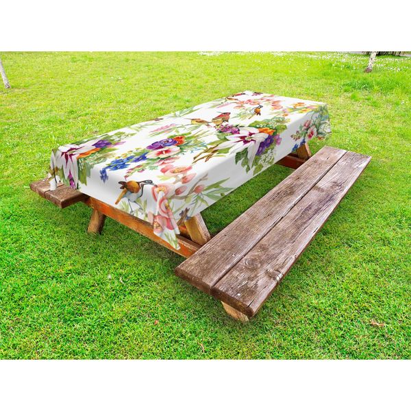 Abakuhaus Tovaglia Da Tavolo Per Esterni Con Motivi Floreali, Fiori Esotici Primaverili, Multicolore, 145X210 Cm-image