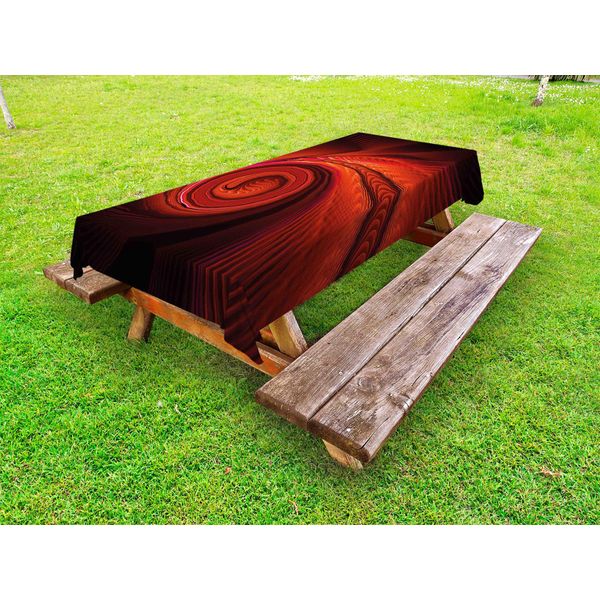 Abakuhaus Spiers Tovaglia Da Esterno, Spooky Spirale Che Stupisce Al Buio Con Effetti Digitali Dreamy Place Image Print, Rosso, 145X265 Cm-image