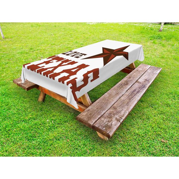 Abakuhaus Tovaglia Texas Star Outdoor, Motivi Culturali Occidentali Con Una Citazione Sul Sud-Ovest Degli Stati Uniti, Marrone Scuro E Marrone, 145X265 Cm-image