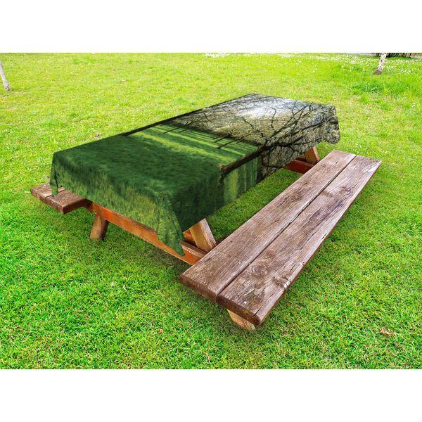 Abakuhaus Tovaglia Da Tavolo Per Esterni, Graziosa Immagine Di Fiori Di Ciliegio In Primavera, Verde Lime E Marrone Scuro, 145X210 Cm-image