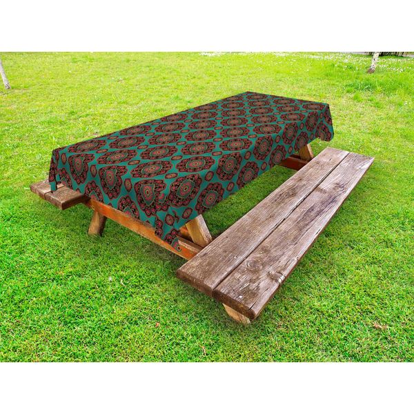 Abakuhaus Tovaglia Orientale Per Esterni, Motivo Con Motivi Floreali Mandala Decorazione Tradizionale Multicolore Dell'asia Orientale, Multicolore, 145X305 Cm-image
