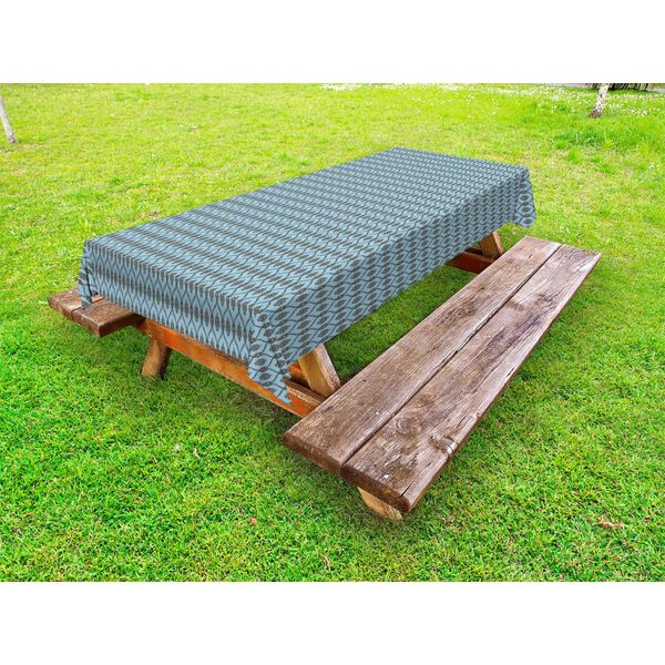 Abakuhaus Blu Tovaglia Da Esterno, Motivo Vintage Ispirato Al Damasco Motivi Decorativi Ziernetz Wie, Blu Taupe Scuro, 145X305 Cm-image