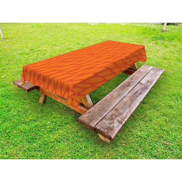 Abakuhaus Tovaglia Da Esterno Arancione Bruciato, Fogliame Astratto Che Lascia Schizzi Di Composizione Naturale Di Crescita, Arancione Bruciato, 145X305 Cm-image