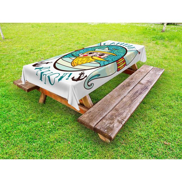 Abakuhaus Tovaglia Marittima Da Esterno, Stampa "Schiff Ahoi KapitäN Seaman"" Su Sfondo Neutro, Multicolore, 145X305 Cm"-image