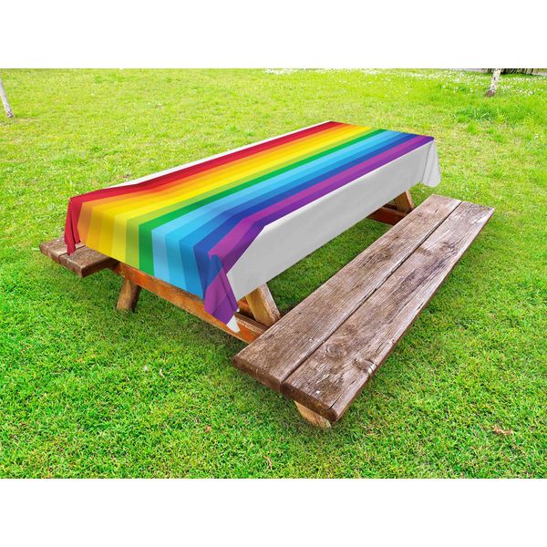 Abakuhaus Stolz Tovaglia Da Esterno, Sfumature Arcobaleno, Linee Colorate, Amore, Lgbt, Felicità E Gioia, Multicolore, 145X305 Cm-image