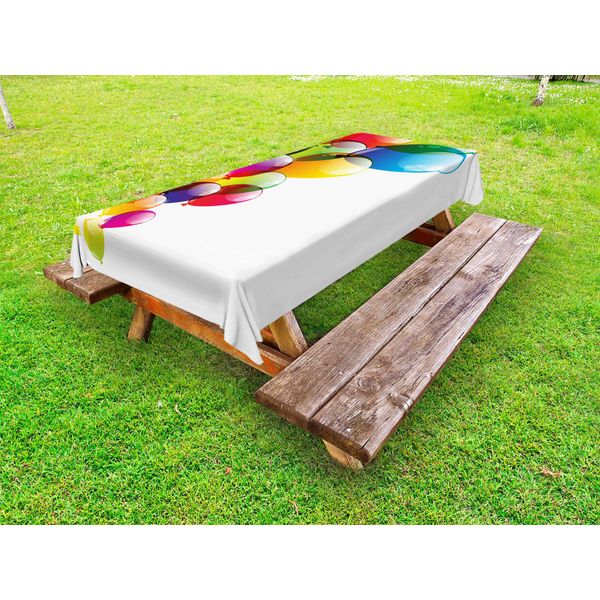 Abakuhaus Tovaglia Da Compleanno Per Esterni, Celebration Palloncini Colorati Con Riflessi Sorpresa Festiva Occasione Gioiosa, Multicolore, 145X210 Cm-image