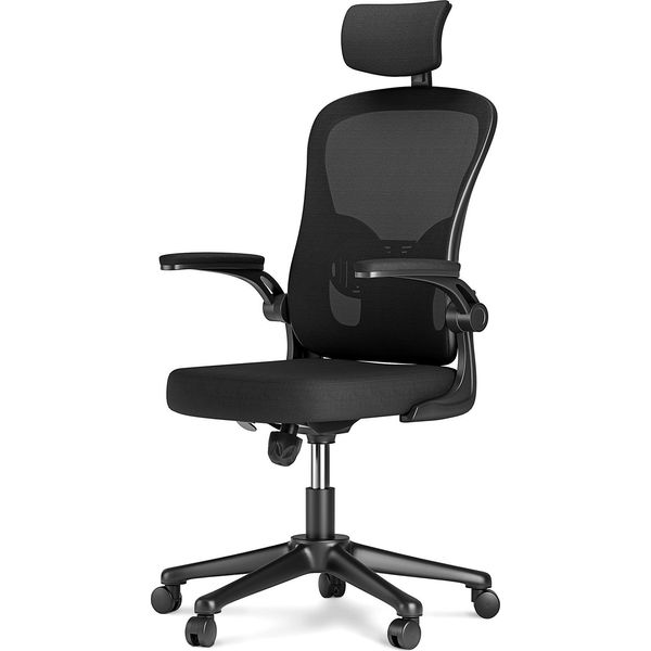 Sedia Da Ufficio - Sedia Ergonomica Da Ufficio - Sedia Girevole Con Supporto Lombare - Poggiatesta, Braccioli E Altezza Regolabili - Nero-image
