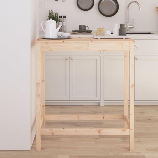 The Living Store Tavolo Da Bar 100X50X110 Cm In Legno Di Pino Massiccio-image