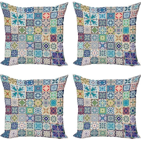 Abakuhaus Set Di Federe Marocchine (4 Pezzi), Flora, Stampa Digitale Moderna Su Entrambi I Lati, 45 Cm X 45 Cm, Multicolore-image