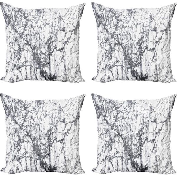 Abakuhaus Set Di Federe Astratte (4 Pezzi), Surreale, Stampa Digitale Moderna Su Entrambi I Lati, 60 Cm X 60 Cm, Grigio Bianco-image