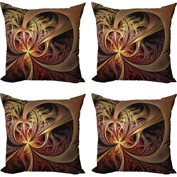 Abakuhaus Set Di Federe Fractal (4 Pezzi), Tema Gotico Medievale, Stampa Digitale Moderna Su Entrambi I Lati, 60 Cm X 60 Cm, Multicolore-image
