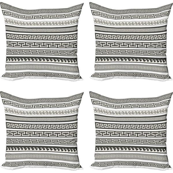 Abakuhaus Set Di Federe Astratte (4 Pezzi), Motivo, Stampa Digitale Moderna Su Entrambi I Lati, 60 Cm X 60 Cm, Verde Militare Crema Bianco-image