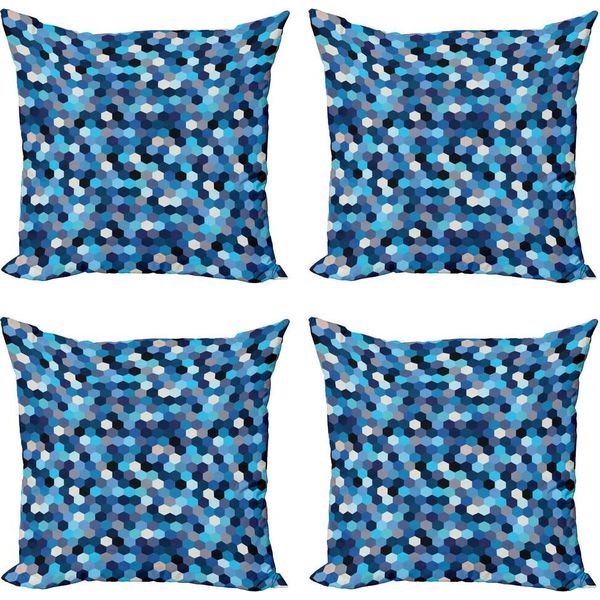 Abakuhaus Set Di Federe Astratte (4 Pezzi), Rettangoli Sfocati, Stampa Digitale Moderna Su Entrambi I Lati, 50 Cm X 50 Cm, Multicolore-image