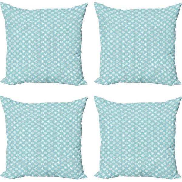 Abakuhaus Set Di Federe Astratte (4 Pezzi), Stile Retrò, Stampa Digitale Moderna Su Entrambi I Lati, 45 Cm X 45 Cm, Azzurro Pallido E Bianco-image