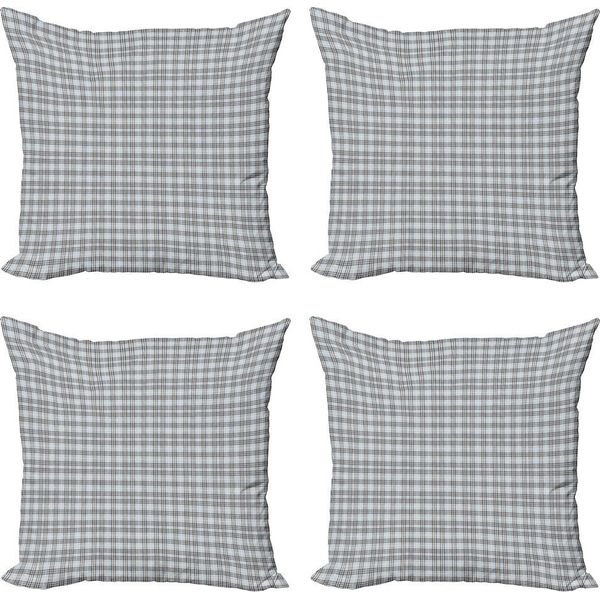 Abakuhaus Set Di Federe Astratte (4 Pezzi), Immagine Simmetrica Alla Moda, Stampa Digitale Moderna Su Entrambi I Lati, 40 Cm X 40 Cm, Grigio Azzurro Pallido-image