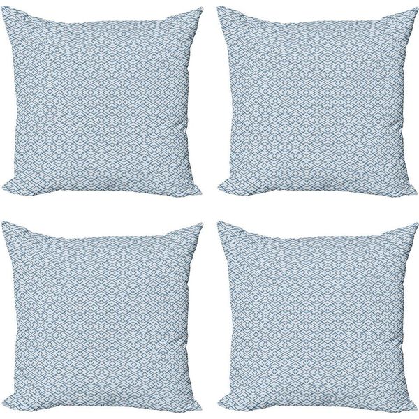 Abakuhaus Set Di Federe Giapponesi (4 Pezzi), Fiori Blu Retrò, Stampa Digitale Moderna Su Entrambi I Lati, 50 Cm X 50 Cm, Blu E Bianco-image