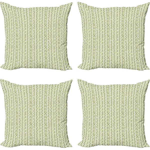 Abakuhaus Set Di Federe Astratte (4 Pezzi), Tonalità Verde E Grigio, Stampa Digitale Moderna Su Entrambi I Lati, 40 Cm X 40 Cm, Verde Pallido Grigio Bianco-image