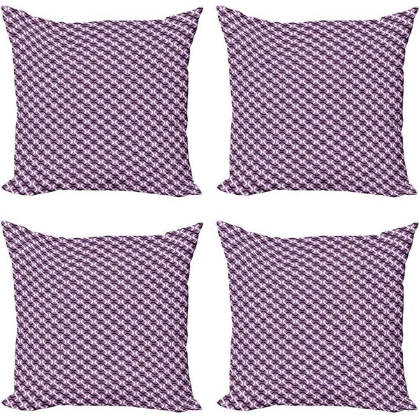 Abakuhaus Set Di Federe Astratte (4 Pezzi), Interlocking Waves, Stampa Digitale Moderna Su Entrambi I Lati, 40 Cm X 40 Cm, Viola, Nero, Bianco-image