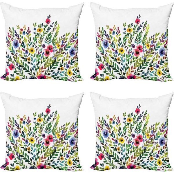 Set Di Federe Per Cuscini Abakuhaus Botanical (4 Pezzi), Tema Natura In Fiore, Stampa Digitale Moderna Su Entrambi I Lati, 60 Cm X 60 Cm, Multicolore-image