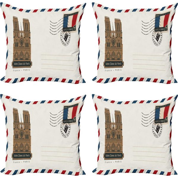 Abakuhaus Notre Dame De Paris Set Di Federe (4 Pezzi), Francobolli Da Cartolina, Stampa Digitale Moderna Su Entrambi I Lati, 45 Cm X 45 Cm, Guscio D'uovo Blu Vermiglio-image