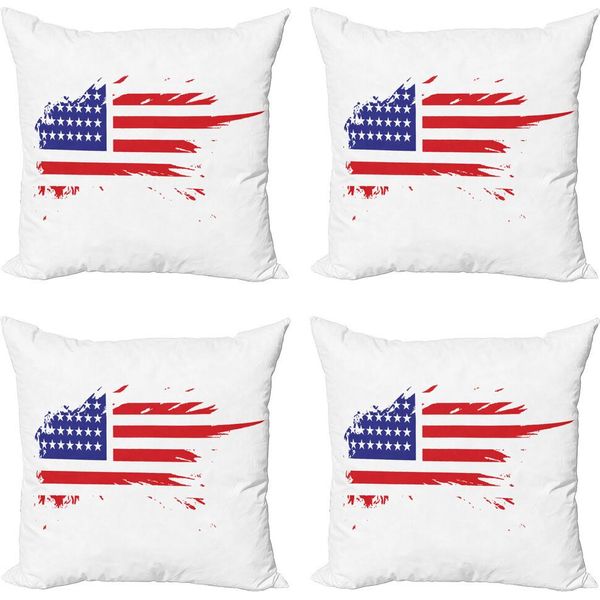 Abakuhaus Set Di Federe Americane (4 Pezzi), Bandiera Sporca Libertà Dovere, Stampa Digitale Moderna Su Entrambi I Lati, 40 Cm X 40 Cm, Vermiglio Blu Navy-image