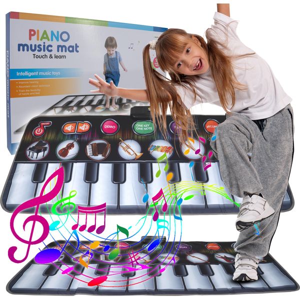 Malplay Tappetino Musicale Tappetino Di Danza Giocattolo Interattivo Molte Modalità Tastiera Bambini Da 3 Anni, Giallo-image
