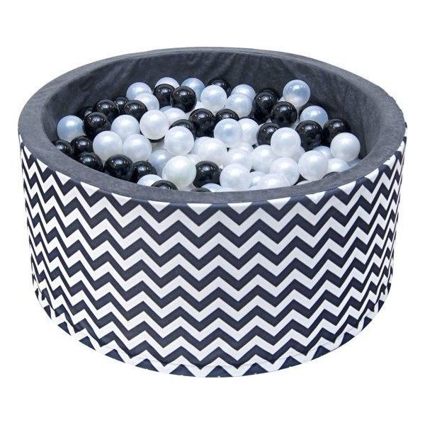Piscina Di Palline - Piscina Di Palline Stabile -90 X 40 Cm - 200 Palline Ø 7 Cm - Rosa, Bianco, Grigio Con Motivo Zebrato-image