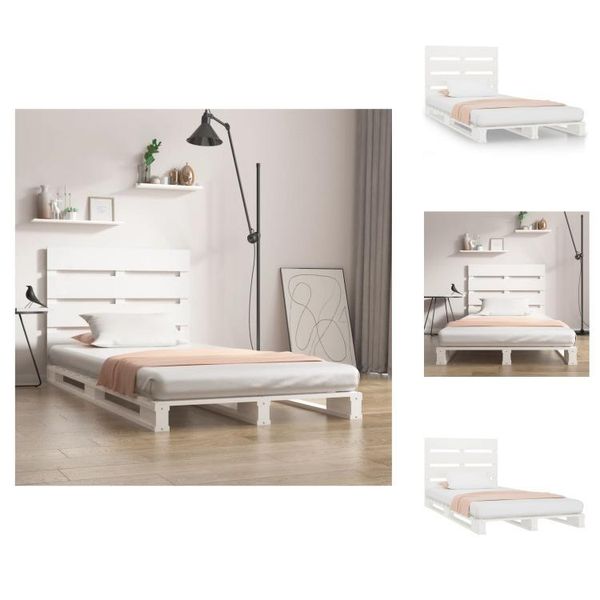 Vidaxl Letto In Legno Massiccio Di Pino Bianco 75X190 Cm - Letti E Strutture Letto-image