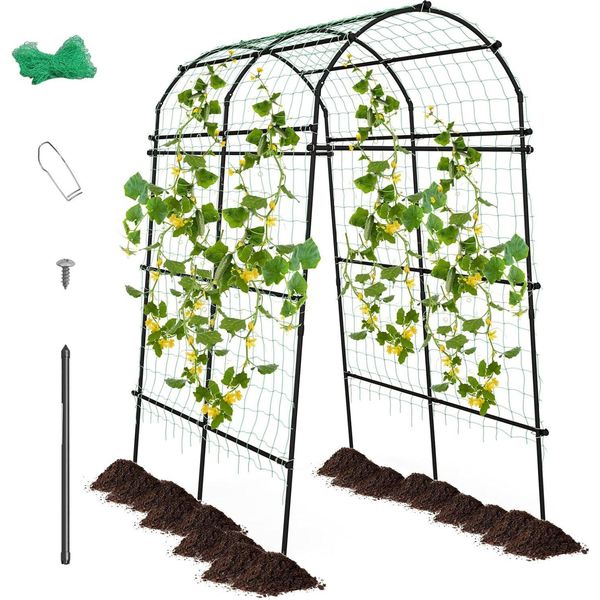 Costway Arco Da Giardino Per Piante Rampicanti, Traliccio Alto 230 Cm Con Struttura Metallica Rivestita In Pe, Supporto Per Rampicanti Arco Per Rose Arco Per Frutta-image