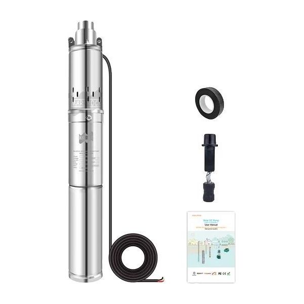 Pompa Sommersa Ad Energia Solare, Regolatore Incorporato, Prevalenza Massima 35 M, 150 W DC12V-image