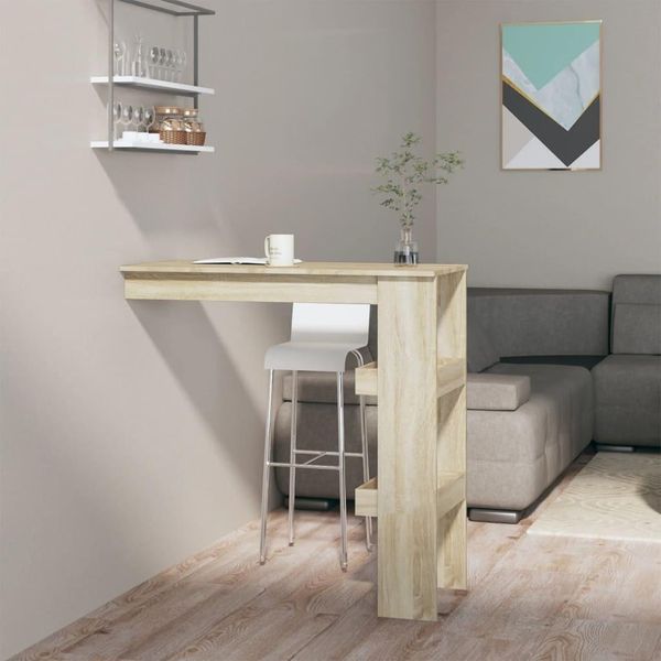 The Living Store Tavolo Bar A Parete Rovere Sonoma 102X45X103,5 Cm Materiale A Base Di Legno-image