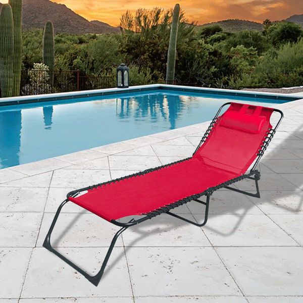 Marbueno Lettino Pieghevole In Acciaio Con Cuscino Da Giardino E Piscina 190X58X27 Cm Rosso 10000-image