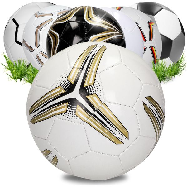 Pallone Da Calcio "Match"" Per Bambini E Adulti - Misura 5 Perfetto Per Segnare Gol - Pallone Sportivo Per Interni Ed Esterni - Bianco/Oro"-image