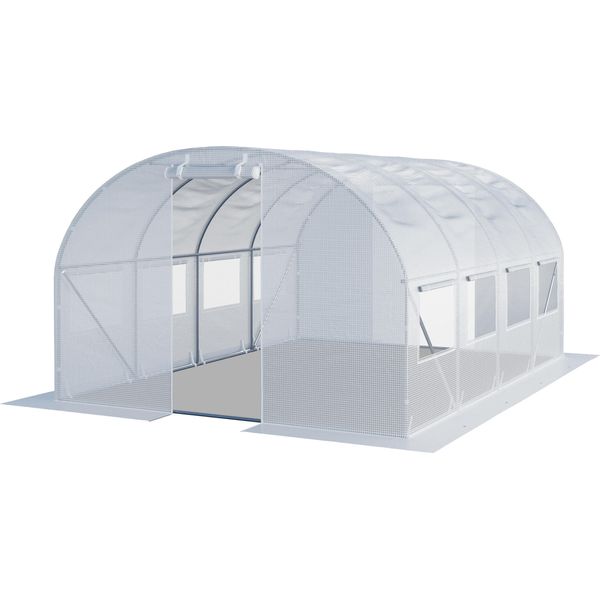 Toolport Serra Da Giardino Tunnel Serra Orto Stabile E Robusto 3X4M - Telo Pe 180G/M² Bianco Transparente-image