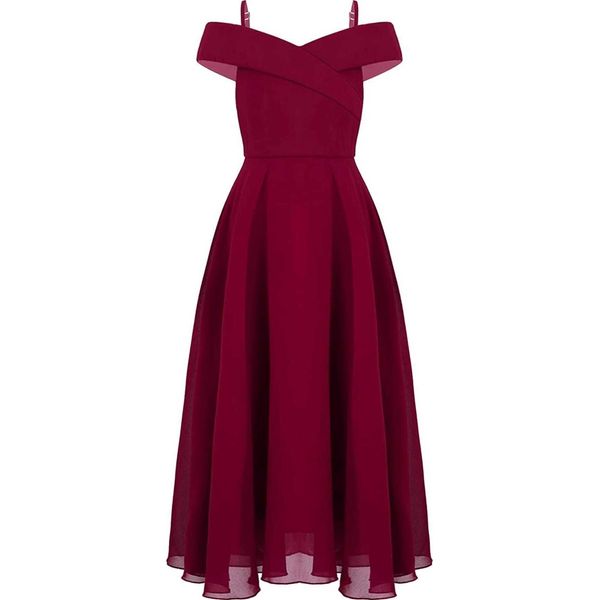 Elegante Abito Da Festa Lungo Per Ragazze Taglia 128 Cm - Perfetto Come Abito Da Damigella D'onore, Abito Estivo In Chiffon, Abito Da Festa E Abito Da Matrimonio-image