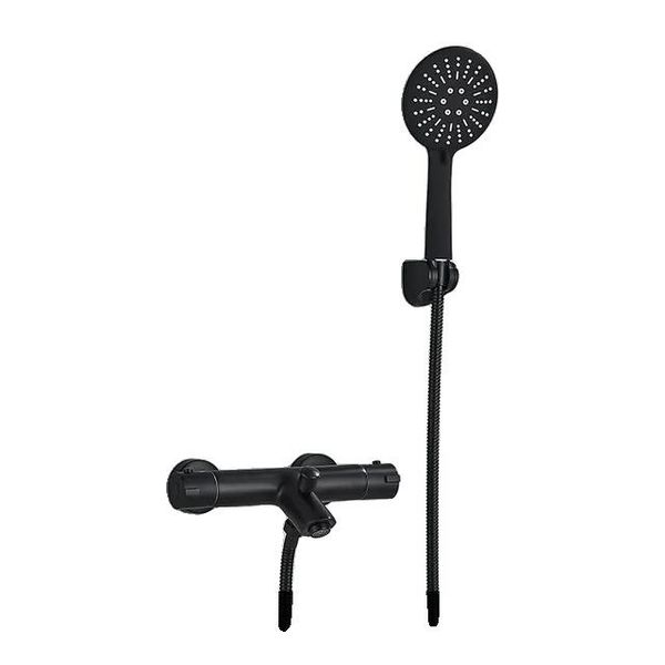 Rubinetto Per Doccia, Comando Termostatico, Design Contemporaneo, Nero A2-image